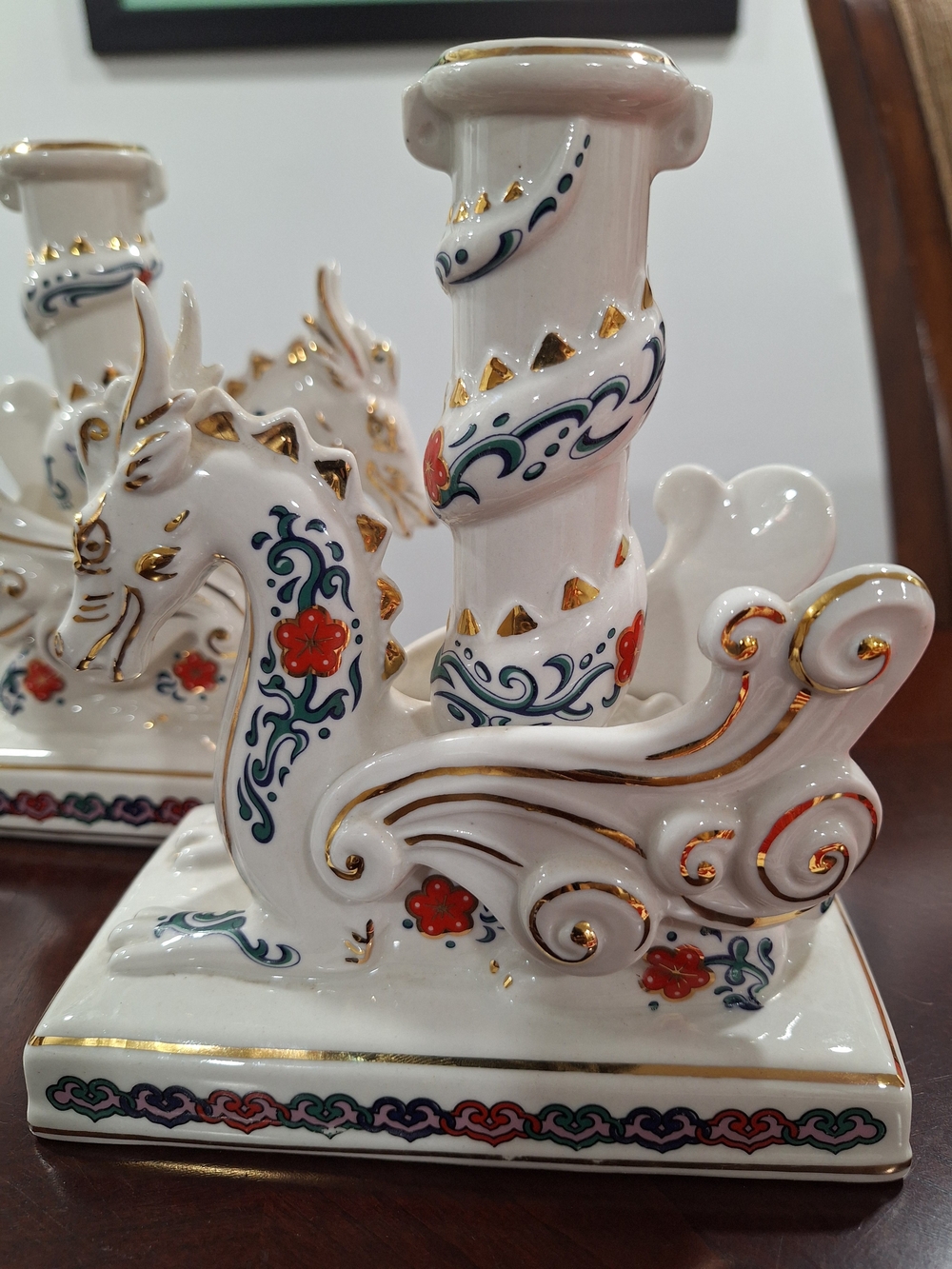 Imperial Dragons Of Heaven And Earth Porcelain Pair Of Candle Holders. - Picture 2 of 12